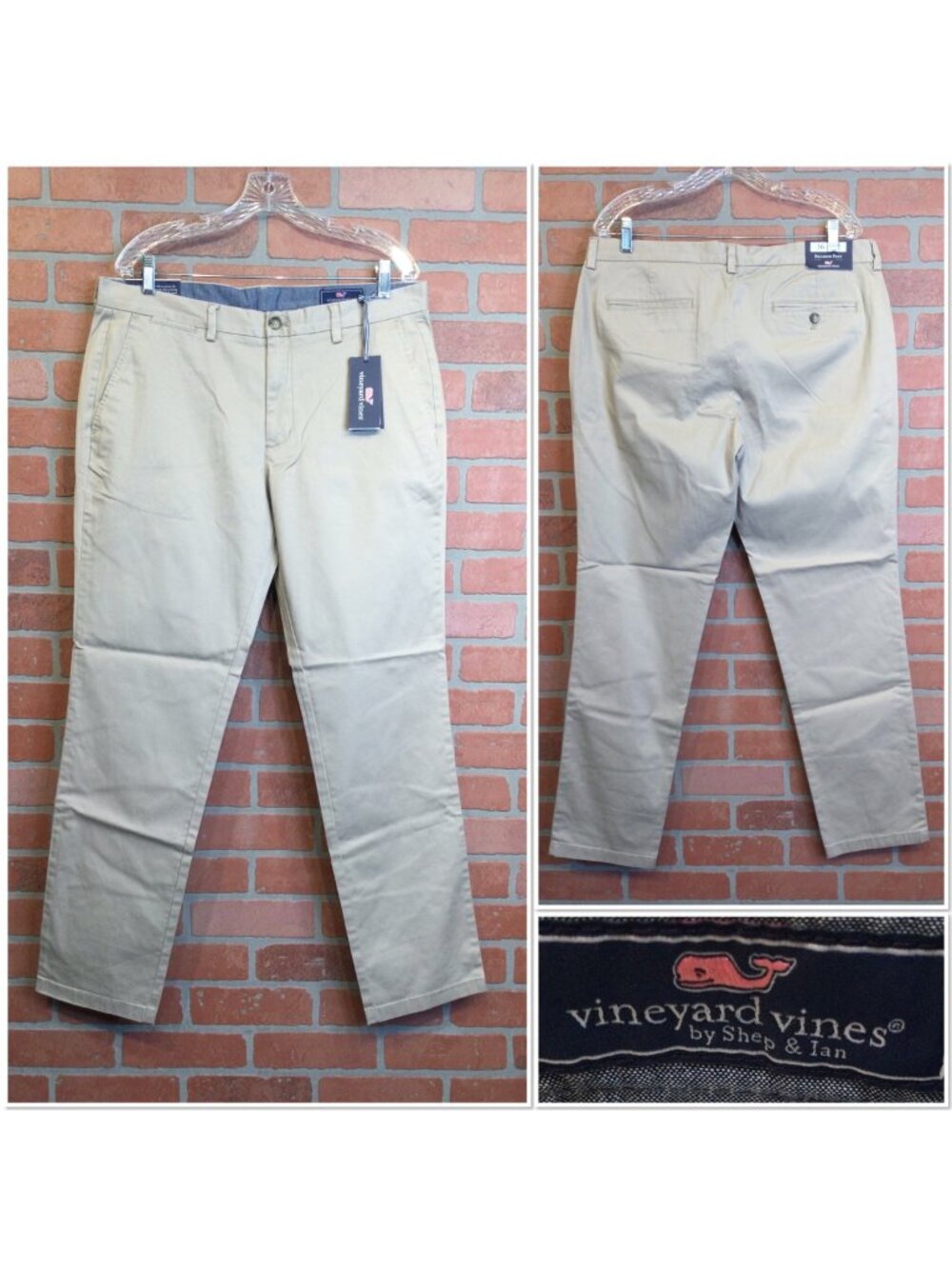 New Vineyard Vines Mens Breaker Pant Khaki 36X32 Casual Chino Pants Preppy